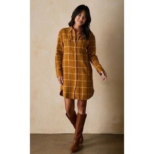 THE NORMAL BRAND Mountain Shirt Dress Palomino Plaid Women's XS